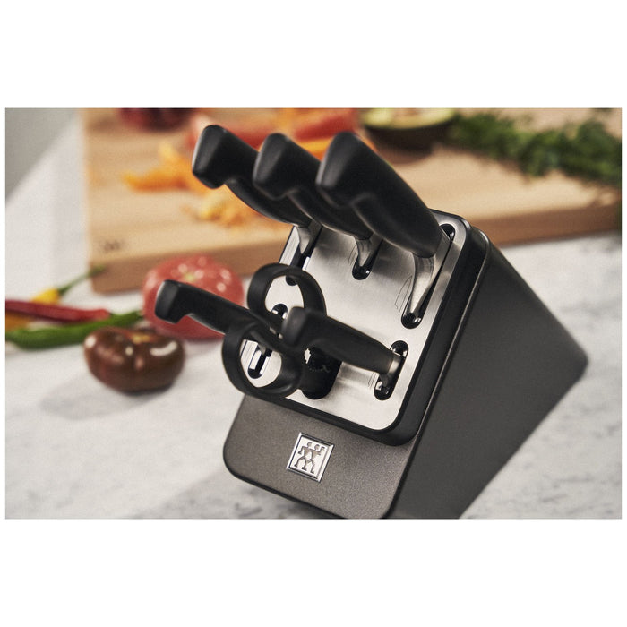 ZWILLING Selbstschärfender Messerblock, 7-tlg | Kautschuk-Holz | Anthrazit