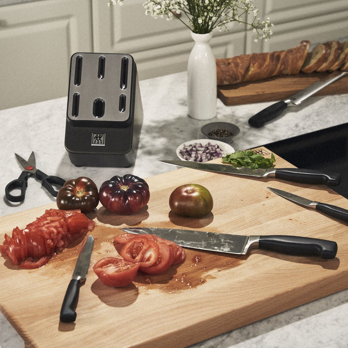 ZWILLING Selbstschärfender Messerblock, 7-tlg | Kautschuk-Holz | Anthrazit