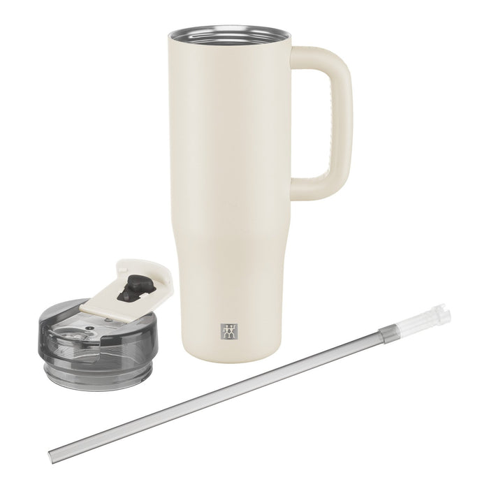 ZWILLING Thermobecher mit Strohhalm, 900 ml | Edelstahl | Cream
