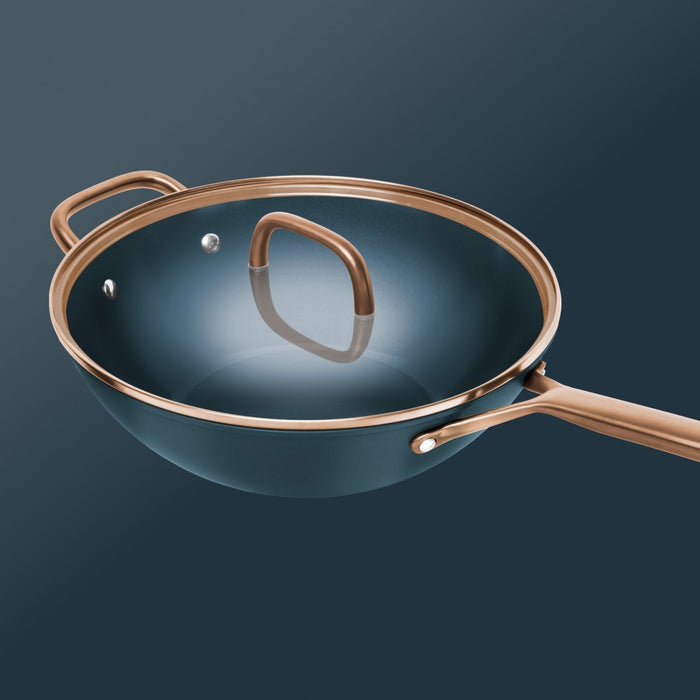 ZWILLING Wok mit Glasdeckel, 30 cm | Blau | Aluminium | Ceramic Titanium