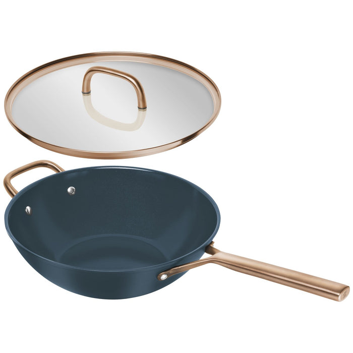 ZWILLING Wok mit Glasdeckel, 30 cm | Blau | Aluminium | Ceramic Titanium